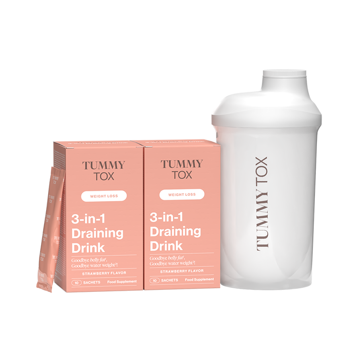 Draining Drink 3-en-1 (Fraise): boisson contre la rétention d'eau - 2 boîtes + Shaker GRATUIT